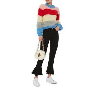 FRAME Le Skinny de Jeanne Flounce Flare Jeans Film Noir Black Size 29 NEW NWT